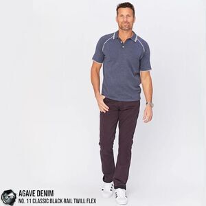 AGAVE DENIM NO. 11 CLASSIC BLACK RAIL TWILL FLEX JEANS IN RAISIN MEN’S SIZE 36